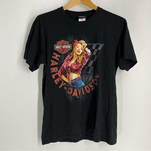 Harley-Davidson Motorcycles Shirt Mens Medium Black VA Beach Cute Woman Graphic